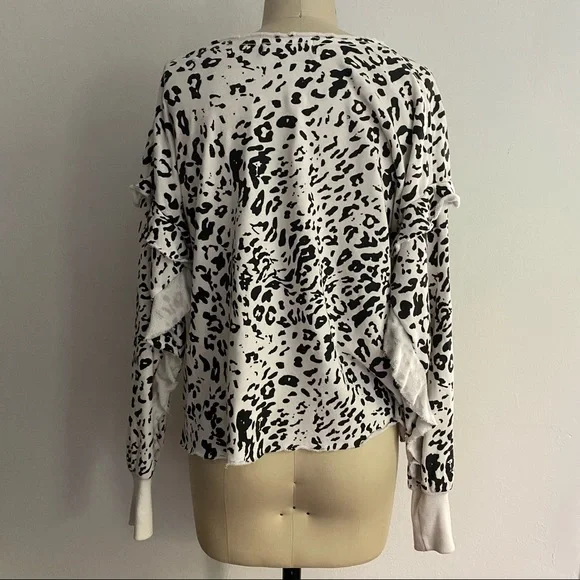 Wildfox Wildcat Snow Leopard Ruffle Sweatshirt - Picture 3 of 7